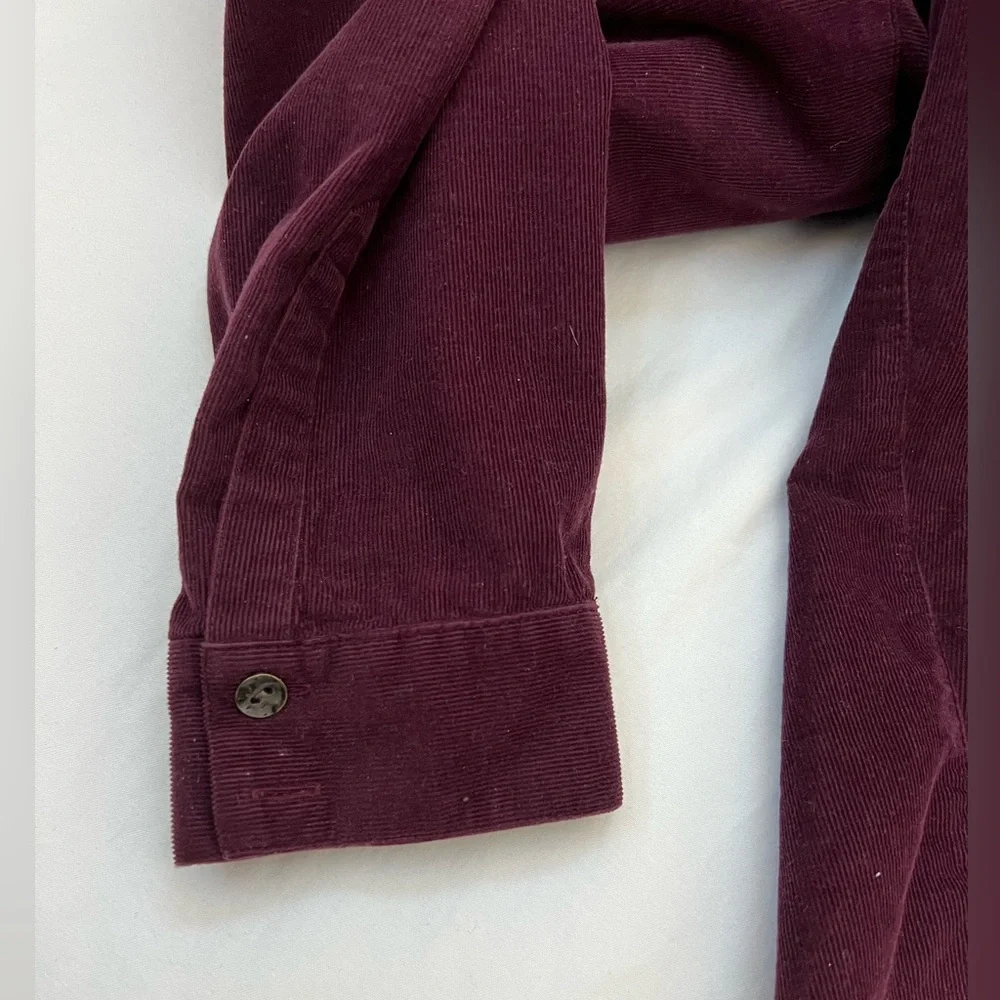 J Jill Corduroy Shirt Tunic Size LARGE TALL  Button Front  Wine Burgundy - Picture 6 of 15